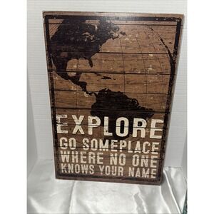 Explore Box Sign Wall Decor -Primitives by Kathy Wooden Sign, 18" by 12" Travel